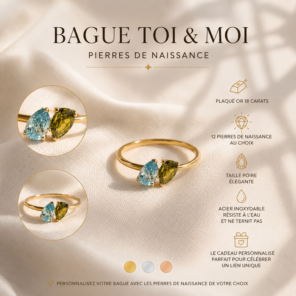 Bague Toi & Moi – Pierres de Naissance