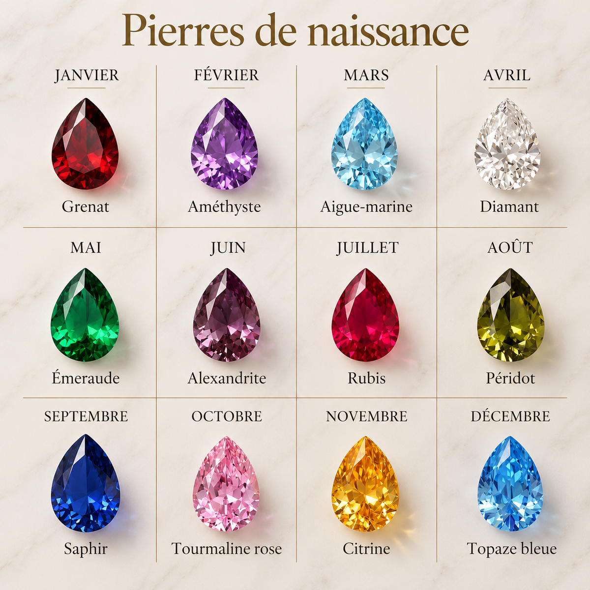 Collier personnalisé pierres de naissance- Acier inoxydable