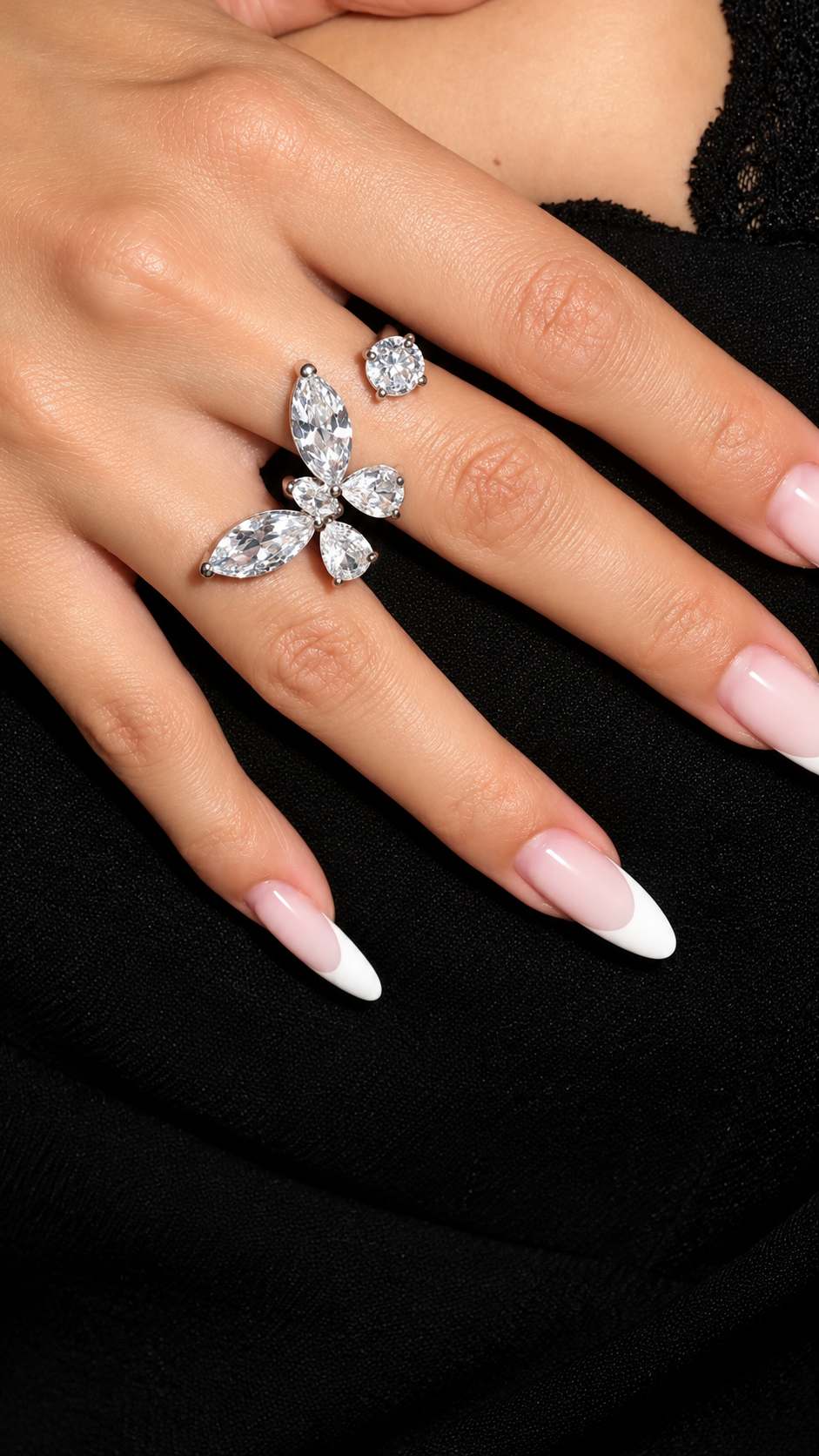 Bague papillon à pierres – Éclat