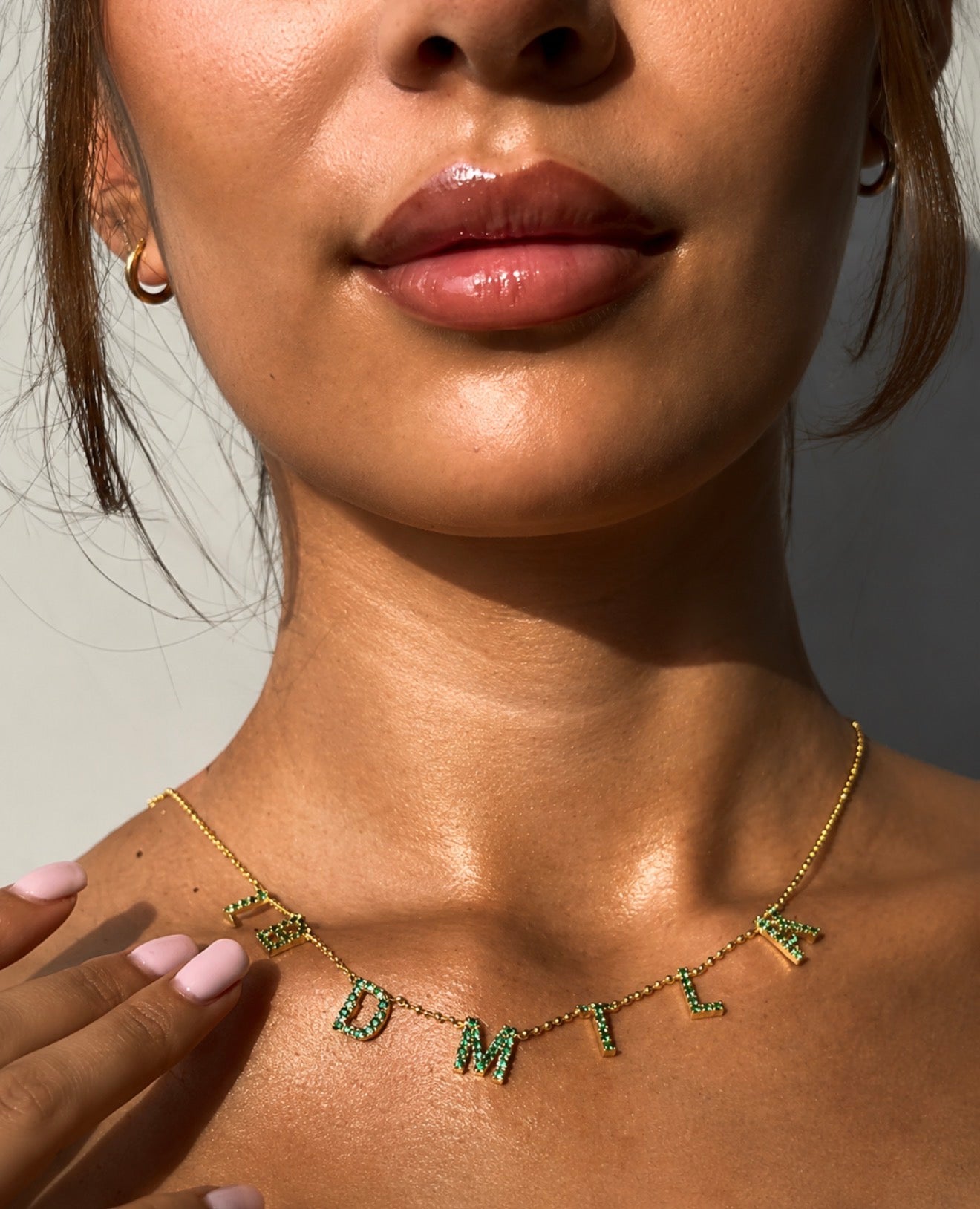 Customizable Colored Rhinestone Name Necklace — Women's Stainless Steel Jewelry
