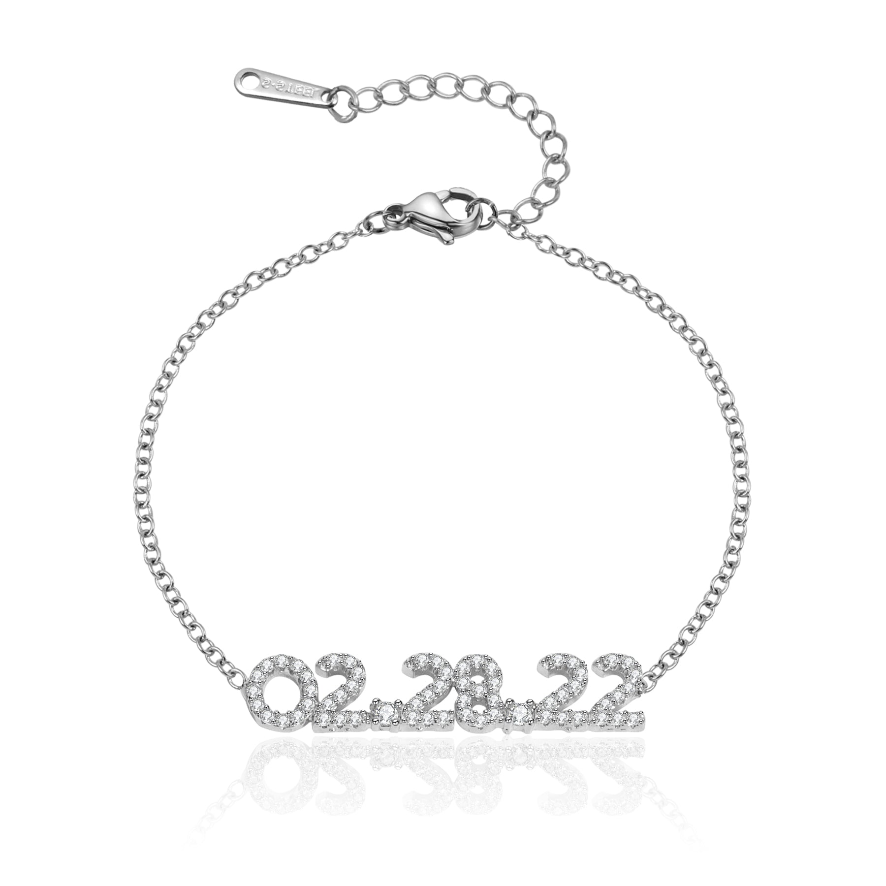 Personalized Bracelet with Date and Zircon