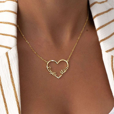 Collier Personnalisé 2 Prénoms Cœur | Bijou Gravé