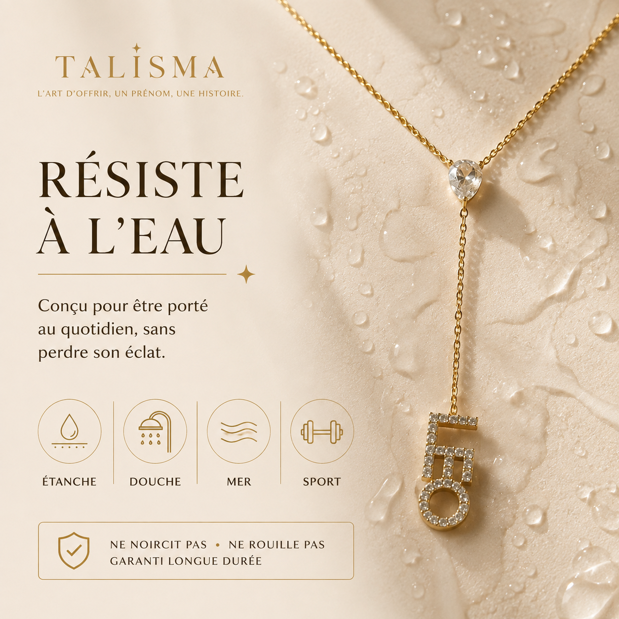 Collier Lariat Prénom Zircon – Pierre de naissance personnalisable