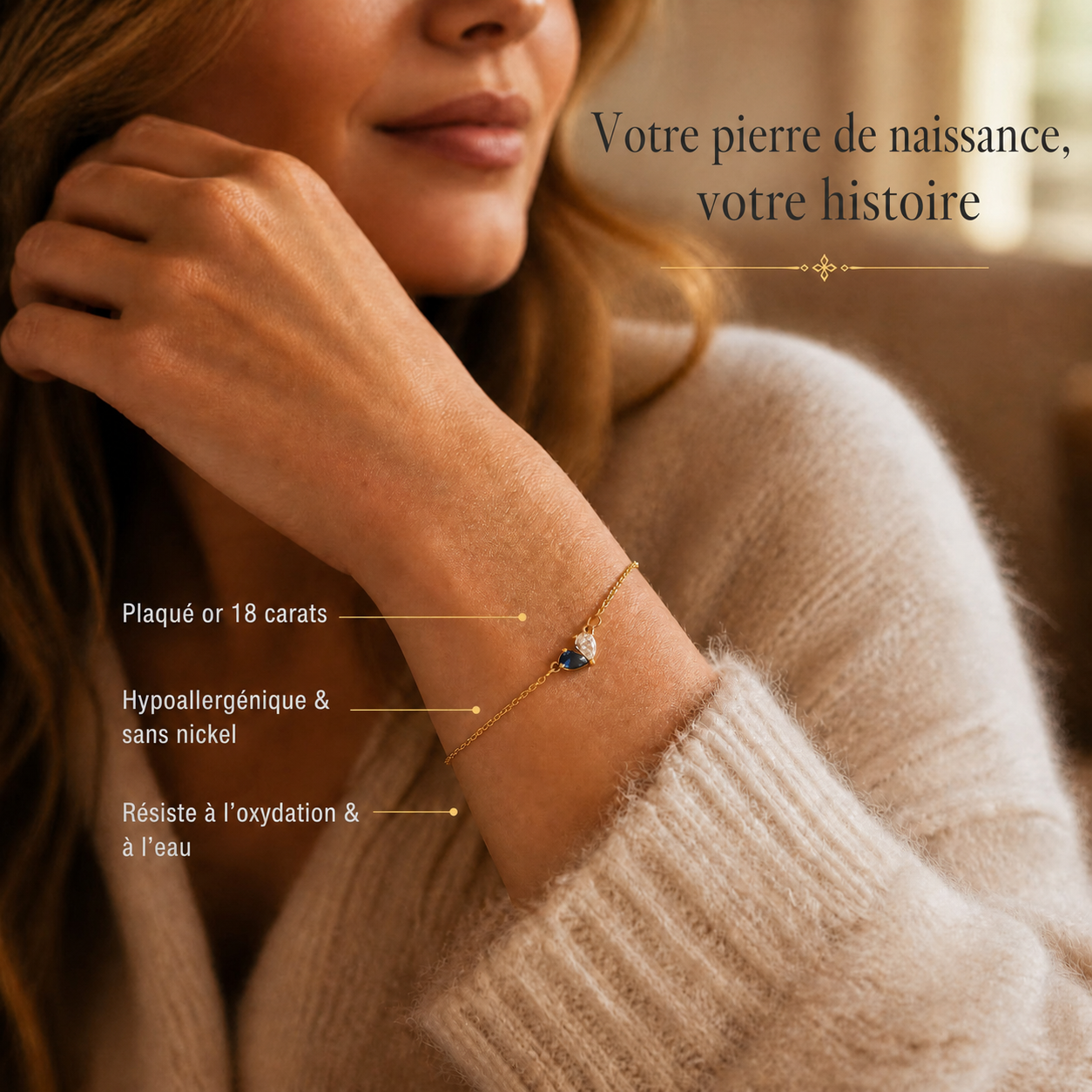 Bracelet Pierre de Naissance – Acier inoxydable |