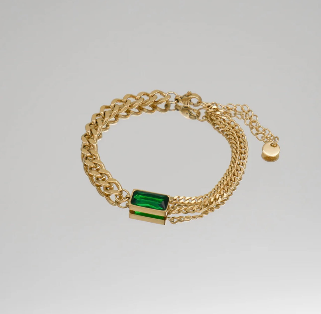 Bracelet doré à pierre émeraude - Maya