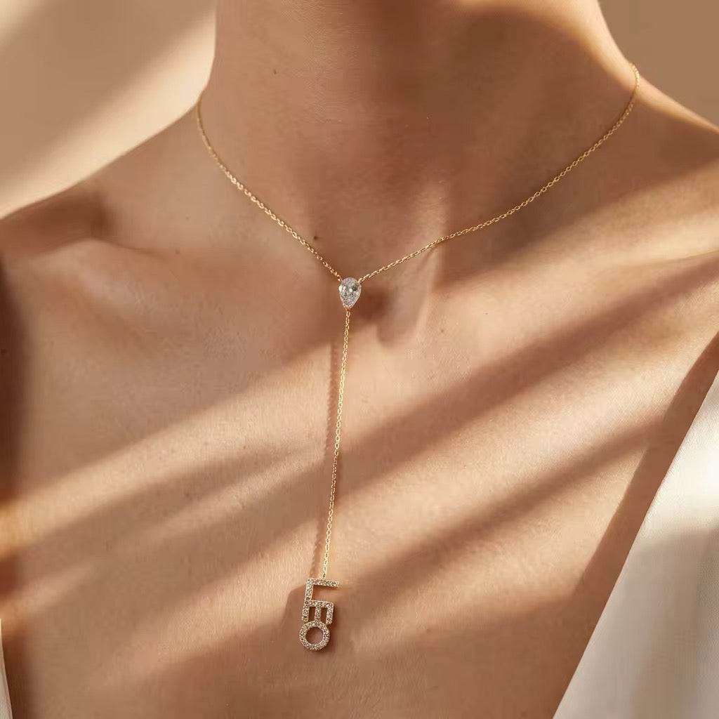 Collier Lariat Prénom Zircon – Pierre de naissance personnalisable