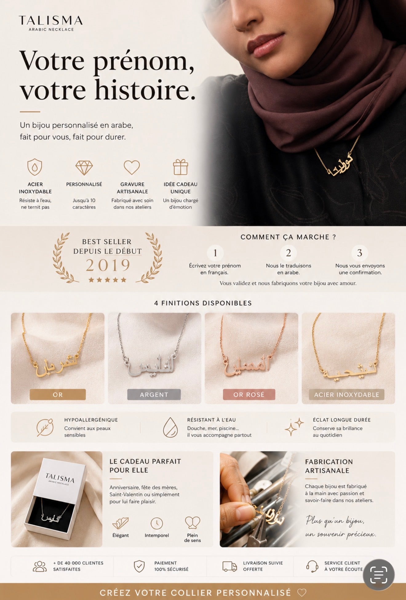 Collier Personnalisé en Arabe | Prénom Calligraphie Arabe - Talisma
