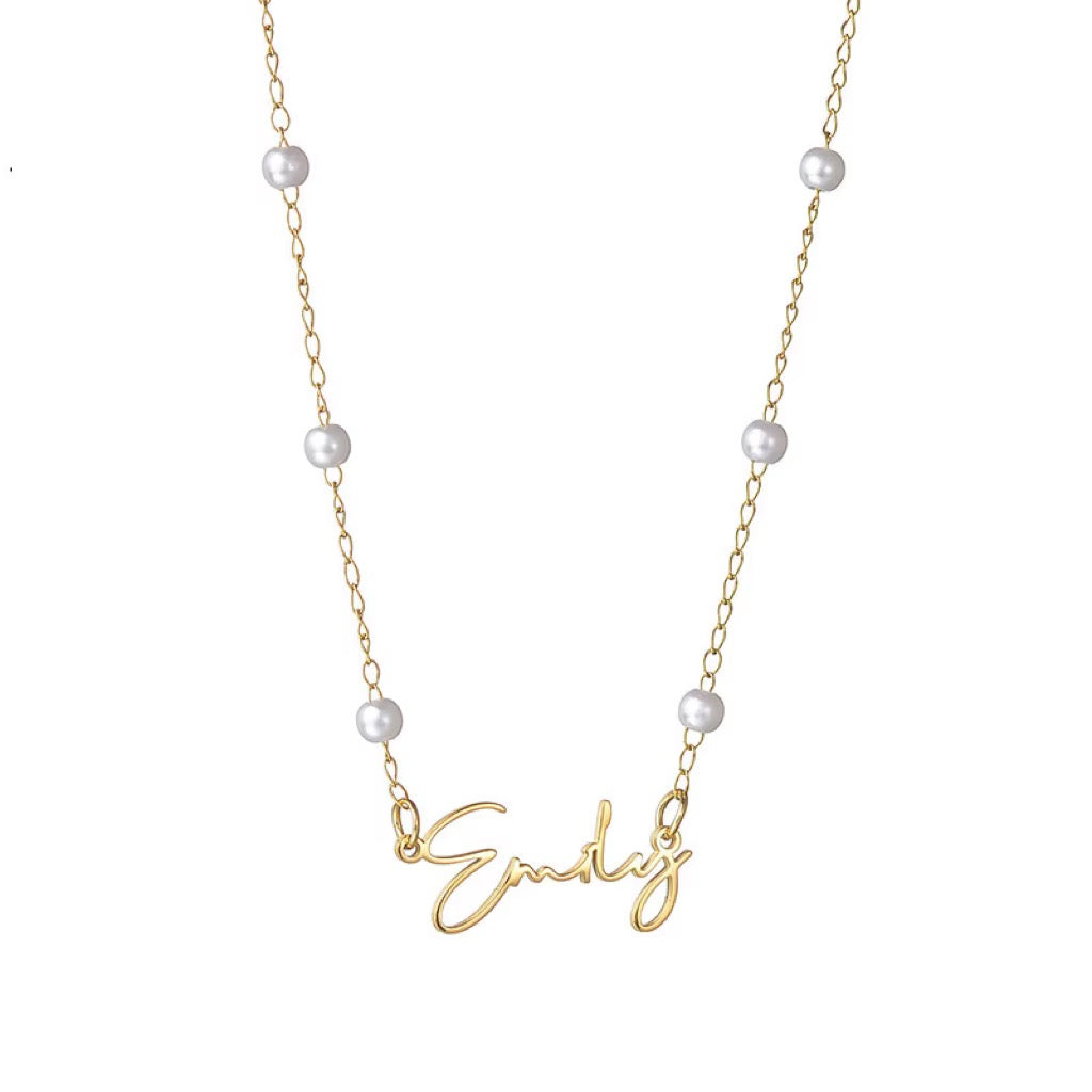 Collier Prénom Personnalisé avec Perles – Acier inoxydable