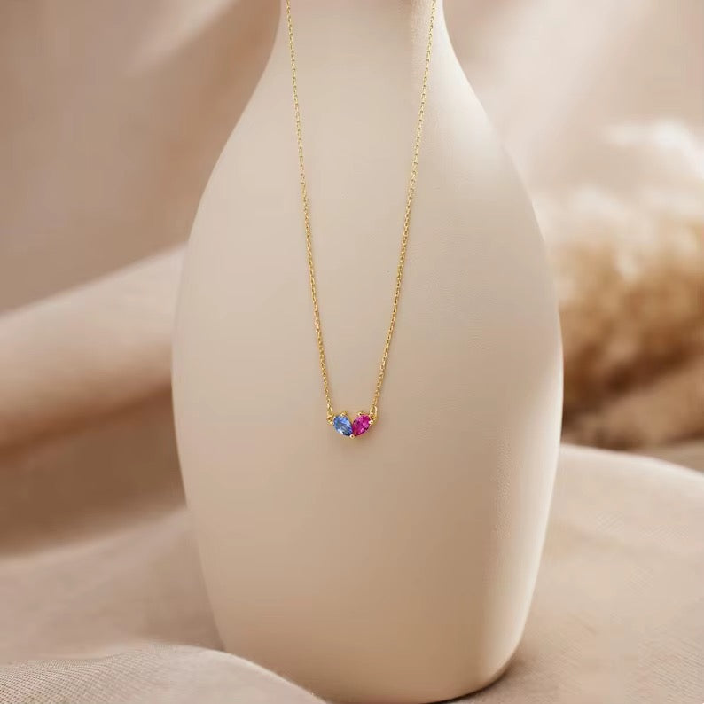 Collier personnalisé  pierres de naissance- Acier inoxydable