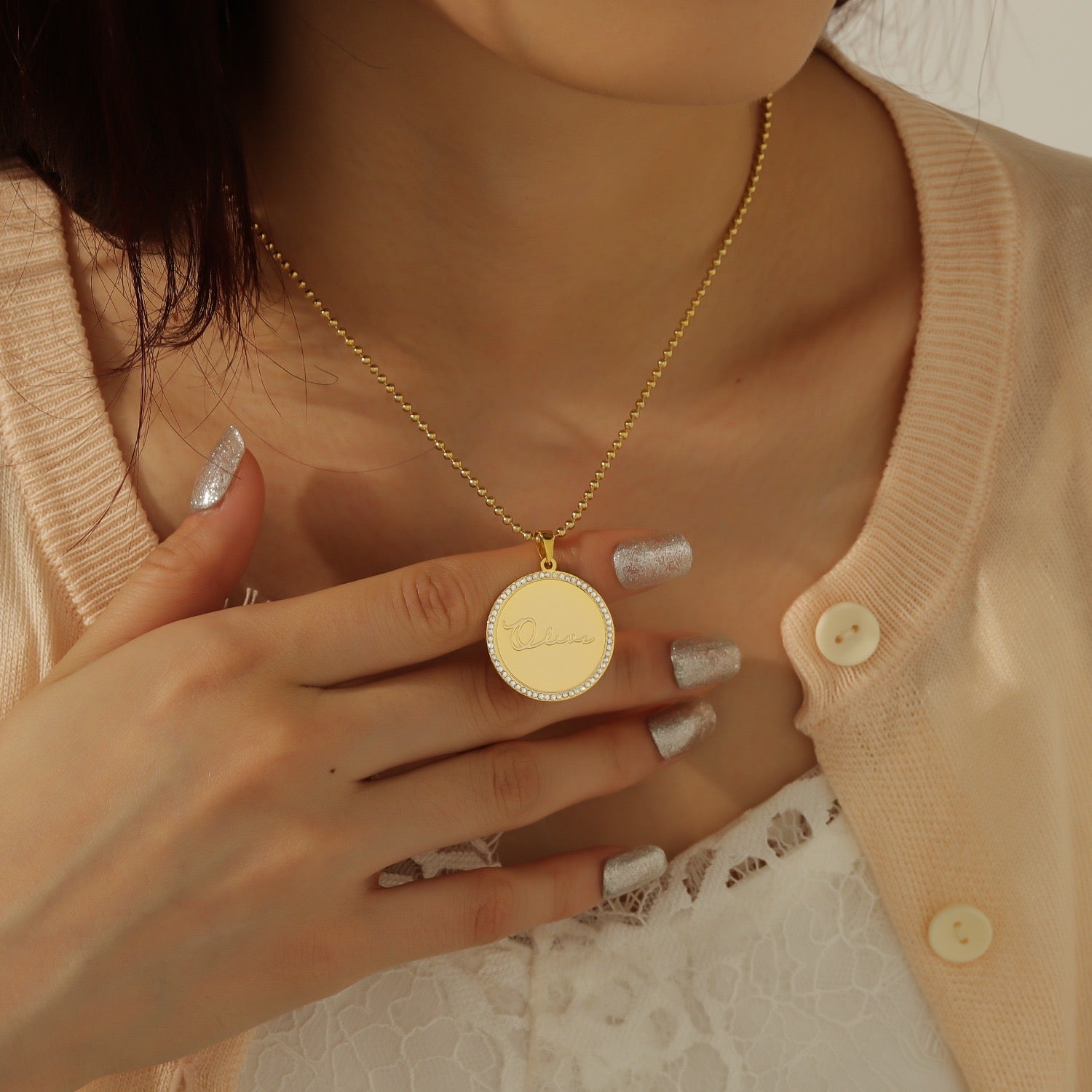 Collier personnalisé médaille en acier inoxydable